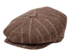 Men's Herringbone Wool Blend Stripe Newsboy Ivy Cap Snap Brim Tweed Gatsby Hat