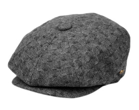 Men's Herringbone Wool Blend Newsboy Ivy Cap Snap Brim Tweed Gatsby Hat