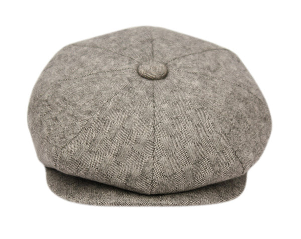 Men's Herringbone Wool Blend Newsboy Ivy Cap Snap Brim Tweed Gatsby Hat