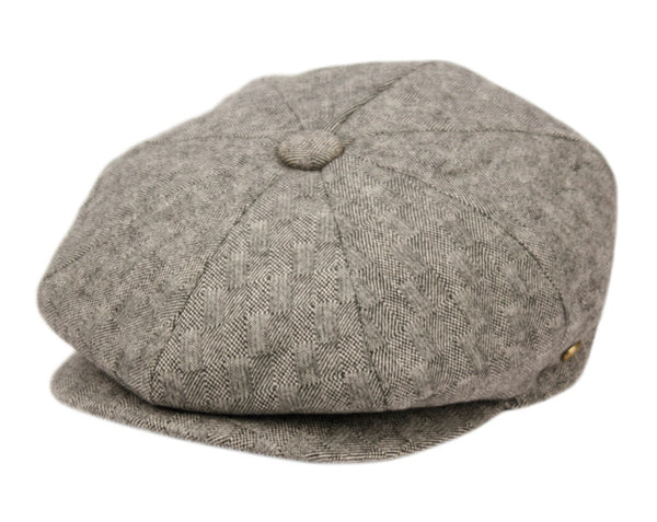 Men's Herringbone Wool Blend Newsboy Ivy Cap Snap Brim Tweed Gatsby Hat