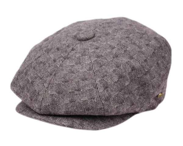 Men's Herringbone Wool Blend Newsboy Ivy Cap Snap Brim Tweed Gatsby Hat