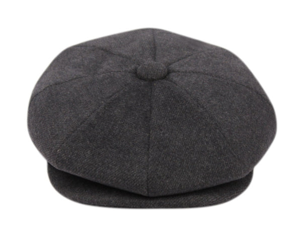 Men's Wool Blend Tweed Herringbone Newsboy Ivy Cap Snap Brim Gatsby Hat