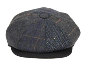 Men's Classic 8 Panel Patchwork Wool Blend Newsboy Ivy Cap Snap Brim Tweed Gatsby Hat