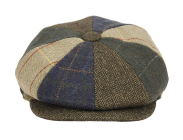 Men's Classic 8 Panel Patchwork Wool Blend Newsboy Ivy Cap Snap Brim Tweed Gatsby Hat