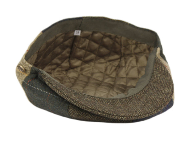 Men's Classic 8 Panel Patchwork Wool Blend Newsboy Ivy Cap Snap Brim Tweed Gatsby Hat