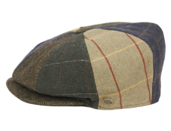 Men's Classic 8 Panel Patchwork Wool Blend Newsboy Ivy Cap Snap Brim Tweed Gatsby Hat