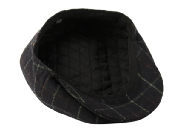 Men's Plaid Wool Blend Tweed Herringbone Newsboy Ivy Cap Snap Brim Gatsby Hat