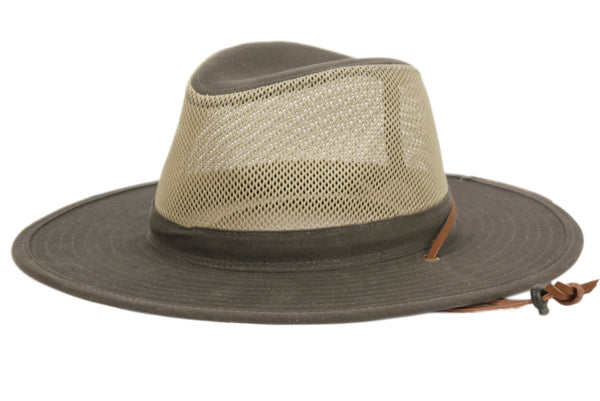 Men and Women's Outdoor Safari Hat With Mesh Crown And Adjustable Chin Cord Strap