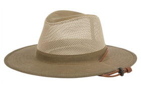 Men and Women's Outdoor Safari Hat With Mesh Crown And Adjustable Chin Cord Strap