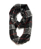 Plaid Neck Loop Infinity Scarf Women Winter Neck Warmer Cashmere Feel Scarves