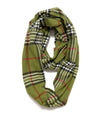 Plaid Neck Loop Infinity Scarf Women Winter Neck Warmer Cashmere Feel Scarves