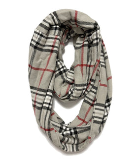 Plaid Neck Loop Infinity Scarf Women Winter Neck Warmer Cashmere Feel Scarves