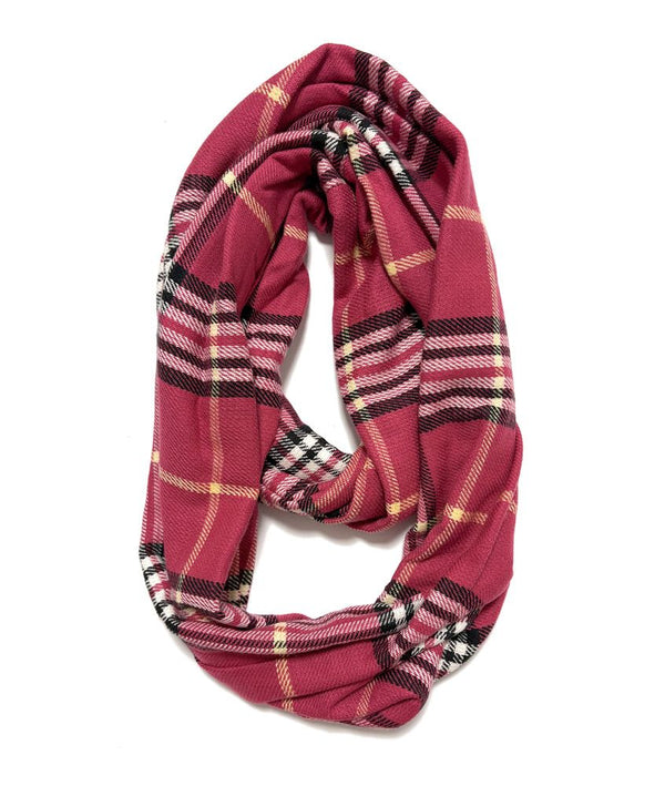 Plaid Neck Loop Infinity Scarf Women Winter Neck Warmer Cashmere Feel Scarves