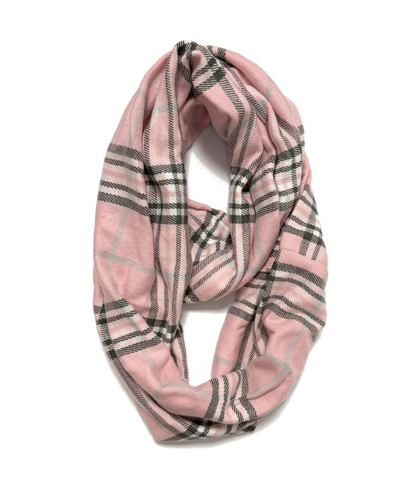 Plaid Neck Loop Infinity Scarf Women Winter Neck Warmer Cashmere Feel Scarves