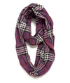 Plaid Neck Loop Infinity Scarf Women Winter Neck Warmer Cashmere Feel Scarves