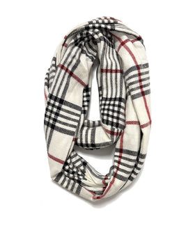 Plaid Neck Loop Infinity Scarf Women Winter Neck Warmer Cashmere Feel Scarves