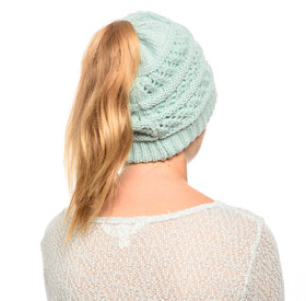 Ponytail Beanie Massy Bun Beanie Winter Hat with Hole for Ponytail