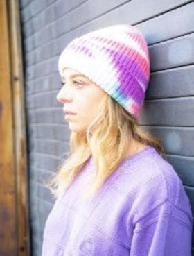 Tie Dye Beanie Winter Hat with Sherpa Lining