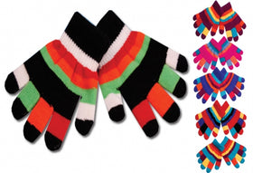 Warm Stripe Gloves Kids Knitted Gloves with Fleece Lining