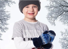 Soft Warm Snowflake Mittens kids Knit Gloves with Sherpa Lining