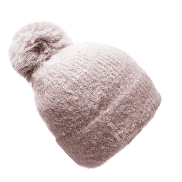 Women Pom Pom Cuffed Beanie Hat Winter Skull Cap