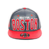 Boston Faux Leather Baseball City Cap with Snake Faux Leather Flat Brim