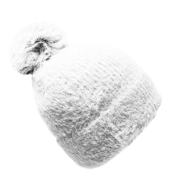 Women Pom Pom Cuffed Beanie Hat Winter Skull Cap