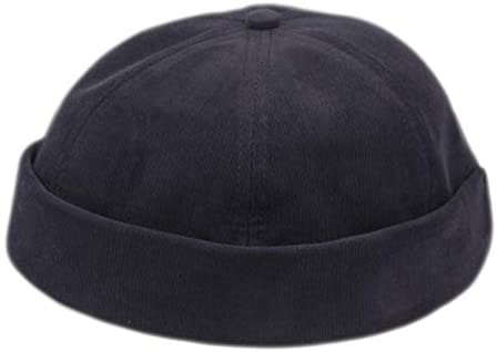 Unisex Beanie Corduroy Docker Brimless Hat Rolled Cuff Harbour Hat