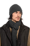 Men Women Winter Chunky Cable Beanie Hat with Scarf 2 Pcs Set