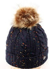 ANGELA & WILLIAM BN2347 Confetti Knit Beanie - Thick Soft Warm Winter Hat with Colorful Faux Fur Pompom