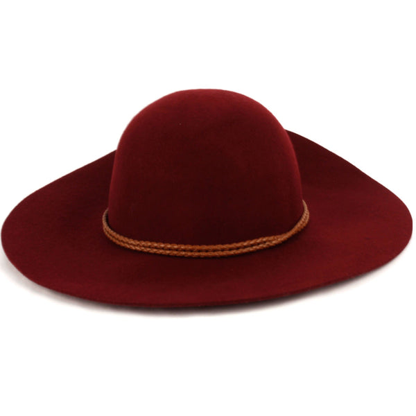 Angela & william FL2284 Women's Wide Brim 100% Wool Fuax Lether Band Floppy Hat