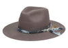 Vintage Fedora Firm Wool Felt Hat for Men Women Wide Brim Lining Distressed/Burned Style Handmade