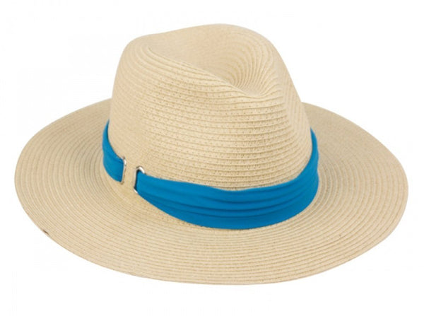 Classic Braided Paper Straw Style Fedora with Unique Rippled Belt Band