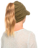 Ponytail Beanie with Visor Massy Bun Beanie Winter Hat with Hole for Ponytail