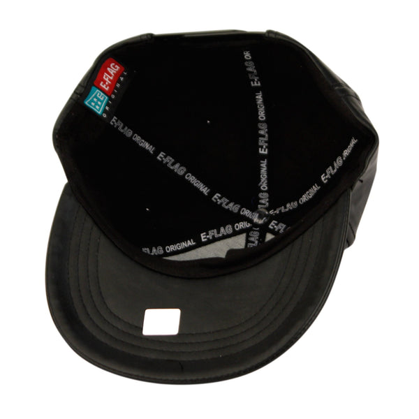 E-Flag Faux Leather Pompom with Snapback Baseball Cap Black