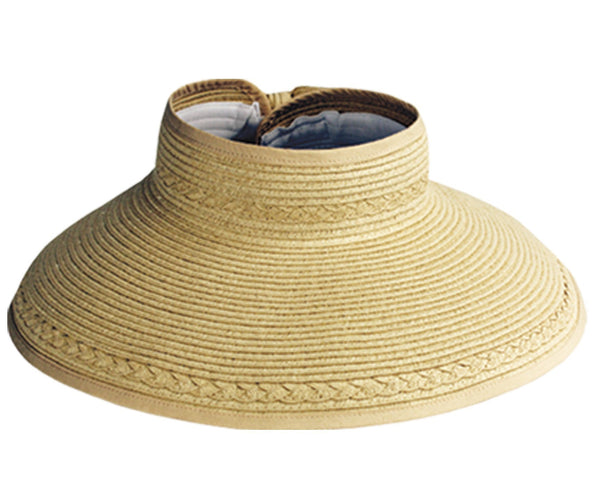 Beach Roll-Up Beach Straw Sun Visor Hat with Bow