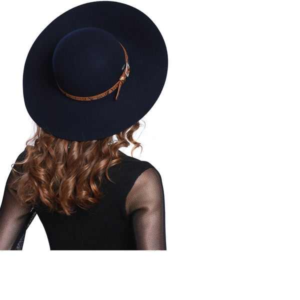 ANGELA & WILLIAM FL2285 Women's Wide Brim 100% Wool Snakeskin Band Floppy Hat