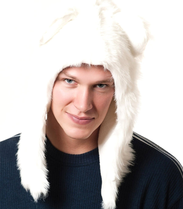 White Polar Half Hood Animal Hat