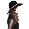 Women's Wide Brim Wool Felt Floppy Hat with Snakeskin Band
