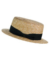 Unisex Grosgrain Ribbon Straw Skimmer Boater Straw Hat