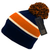 Men Women's Winter Classic Stripe Knit Beanie with Pompom