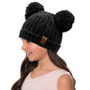 Kids Cable Knit Double Pompom Winter Hat Chenille Beanie Skull Cap