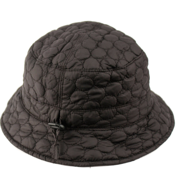 Foldable Water Repellent Quilted Rain Hat w/Adjustable Drawstring, Bucket Hat