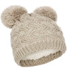 ANGELA & WILLIAM Winter Cute Double Pom Pom Ears Soft Warm Thick Chunky Knit Beanie Hat