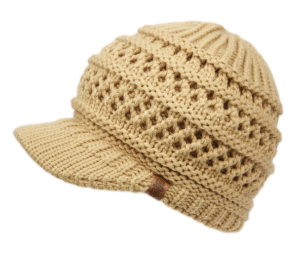 ANGELA & WILLIAM Women's Ribbed Knit Hat with Brim BN3030
