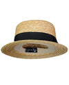 NYFASHION101 Unisex Grosgrain Ribbon Straw Skimmer Boater Hat