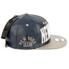 New York Faux Leather Flat Bill Snap Back Hat Cap