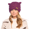 Women's Double Pom Pom Beanie Warm Winter Knit Hat Cute Animal Look
