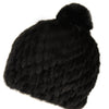 Real Knit Mink Fur Hat Natural Rabbit Fur Pom Beanie Winter Warm Cap