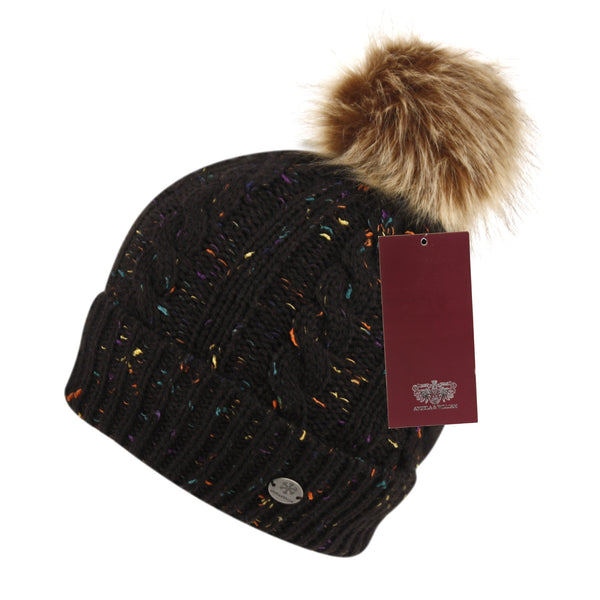 ANGELA & WILLIAM BN2347 Confetti Knit Beanie - Thick Soft Warm Winter Hat with Colorful Faux Fur Pompom
